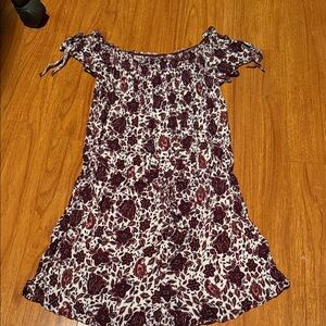 Chic Off-Shoulder Floral romper - Burgundy and White